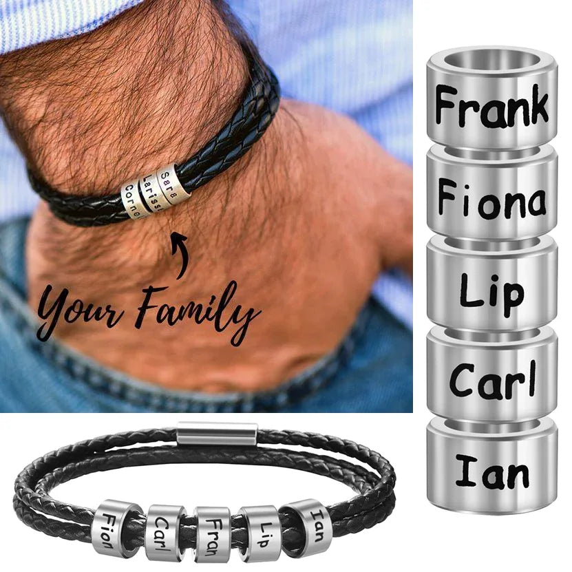 Personalized Braided Leather Bracelet