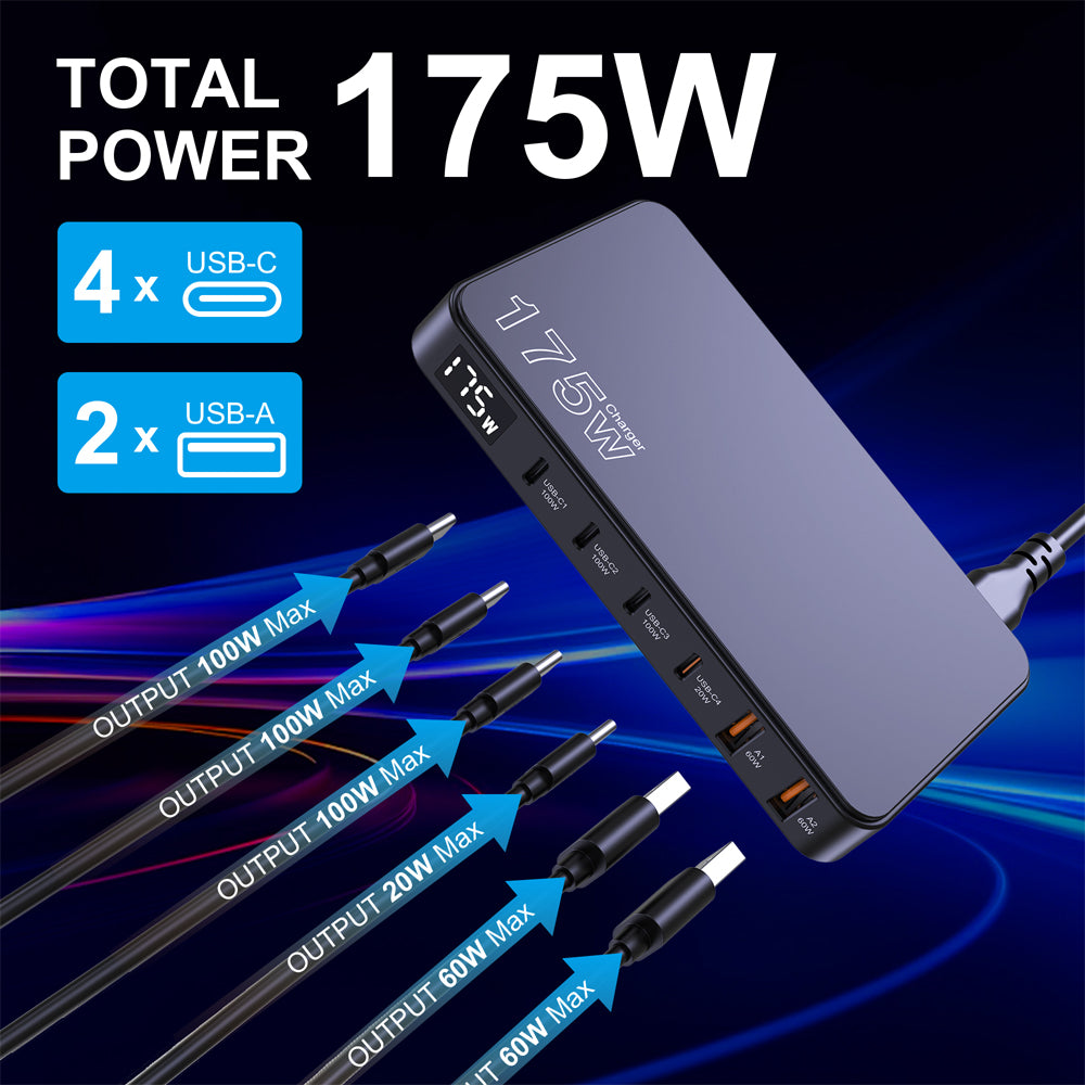 175W GaN 6-Port Fast Charger