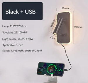 LED Wall Lamp with USB Charging